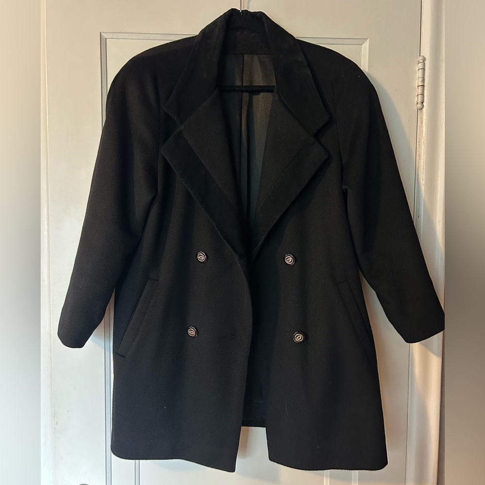 Vintage Braemar Petites by Jeremy Scott Black Wool Coat